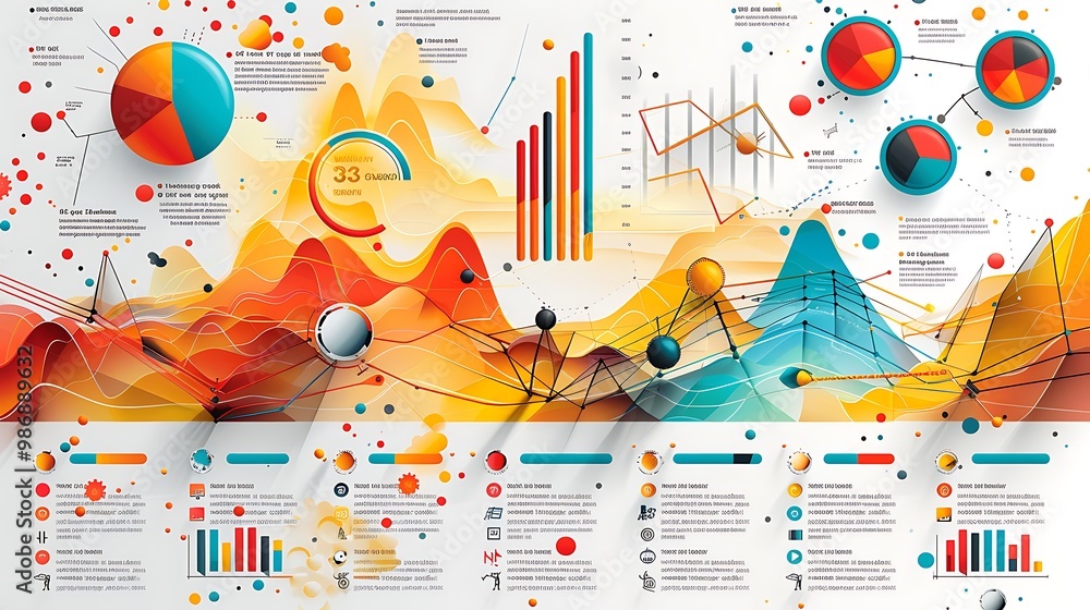Poster infographic design with data visualization for business presentation, marketing report, or website. 