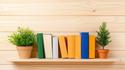 Pine wood bookshelf in a living room