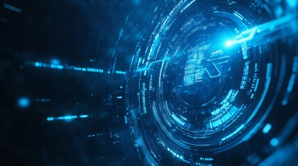 Obraz premium Blue technology with AI theme, abstract and dynamic,