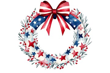 Christmas frame with american flag. Holiday patriotic illustration. Merry christmas and happy new year