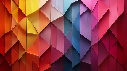 Fototapeta premium Vibrant geometric pattern with colorful triangular shapes, perfect for backgrounds or creative projects.