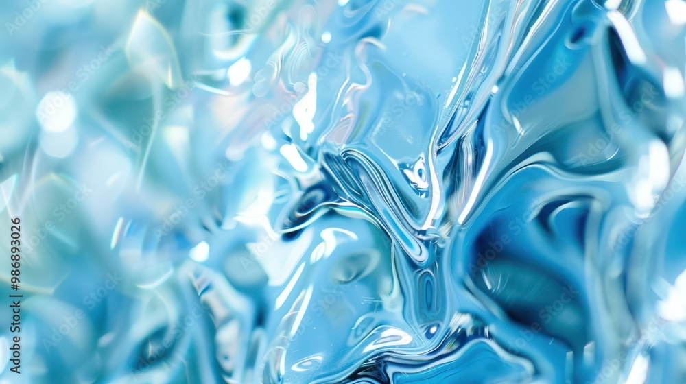 Poster abstract macro shot of glass texture with a focus on reflections and refractions of light
