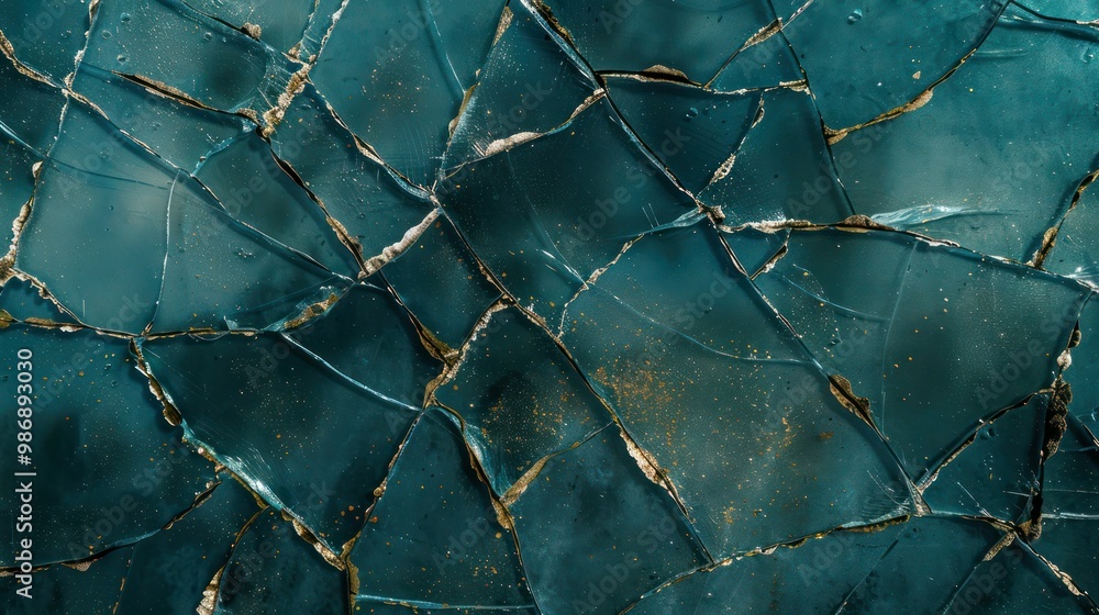 Poster abstract pattern created by multiple cracks in a glass surface, with strong contrasts