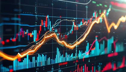 Dynamic financial stock market curve illustrating the integration of information technology and big data analytics in contemporary finance