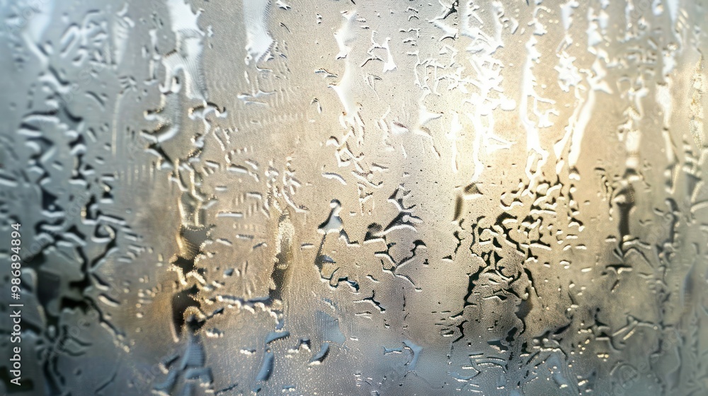 Poster close-up of frosted glass texture with intricate patterns, backlit for emphasis