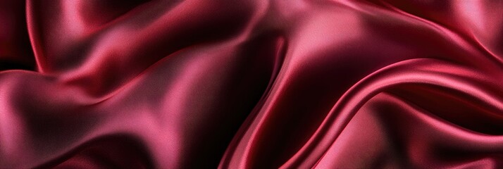 Fototapeta premium Satin fabric texture with smooth, flowing folds in deep red tones