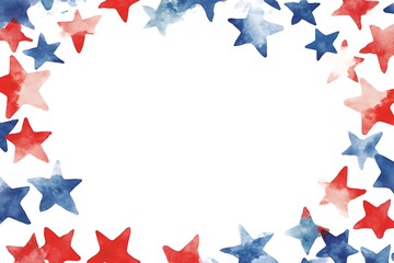 Cascading 3d red and blue stars on a white background, perfect for American celebration themes and designs.