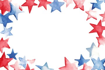 Cascading 3d red and blue stars on a white background, perfect for American celebration themes and designs.