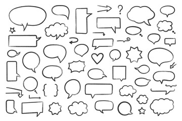 Set of hand drawn speech bubbles and other design elements, vector eps10 illustration