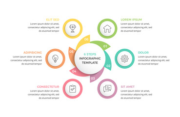 Circle diagram divided into 6 parts, infographic template, vector eps10 illustration