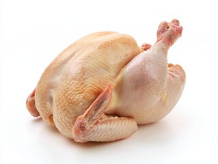Whole raw chicken isolated on white,