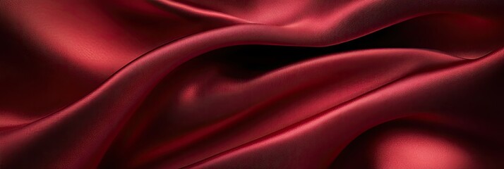 Obraz premium Satin fabric texture with smooth, flowing folds in deep red tones