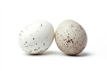 Fototapeta premium Two duck eggs side by side, isolated on white, no shadows,