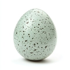 Speckled duck egg on white background, isolated,