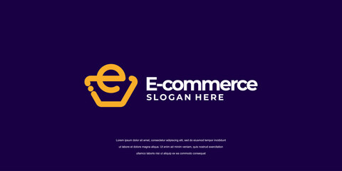 e commerce logo letter E shopping logo