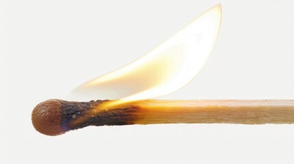 A close-up of a matchstick igniting with a burst of flame, isolated on a transparent PNG for detailed, high-resolution use.
