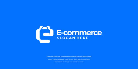 e commerce logo letter E shopping logo