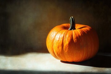 A Single Orange Pumpkin in Soft Light