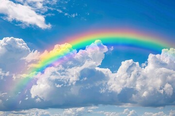 Beautiful rainbow and Blue sky with cloud in summer day