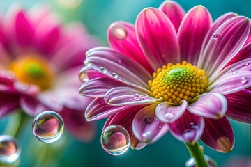 Close-up of pink flower with water droplets on petals