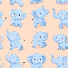 Chubby Fluffy Cat Vector Illustration Seamless