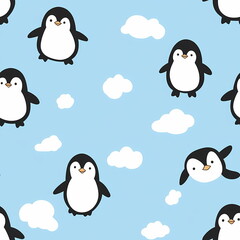 Obraz premium Fluffy Chubby Polar Bear Vector Illustration Seamless