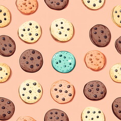 Fototapeta premium Colorful Cookie Vector Illustration Seamless