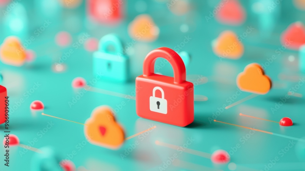 Poster a visual representation of cybersecurity best practices, with icons and symbols illustrating the imp