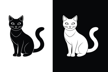 Cat silhouette icon vector. Cat collection vector illustration