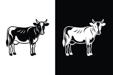 Dairy Cow Icon. Sleek Black Silhouette Vector Art