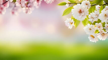 Blossoming pink cherry tree flowers captured with a dreamy blurred effect, perfect for spring and nature-themed designs and backgrounds