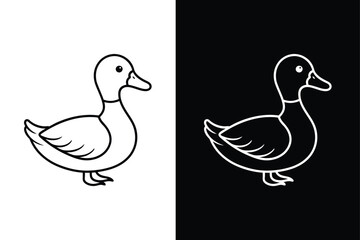 Duck line Icon Flat Graphic Design. Simple duck icon design template vector black white