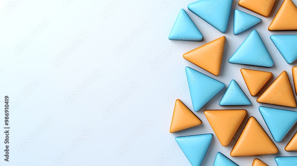 Aufkleber blue and orange triangles form an abstract, dynamic pattern on a white background.