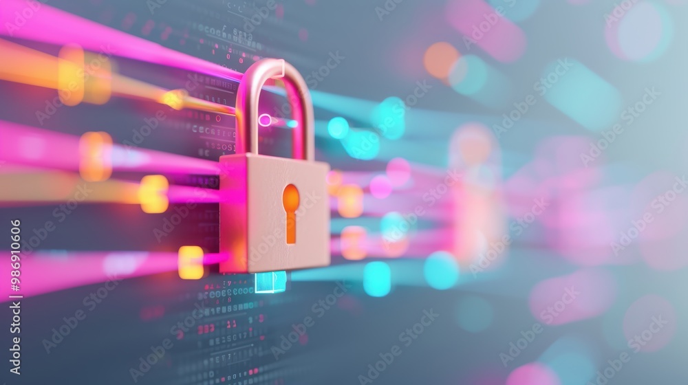 Poster a conceptual image depicting a secure online transaction, with a digital interface showing encrypted