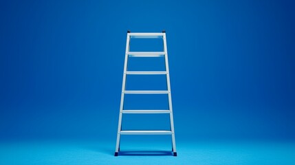 Upright ladder on blue background