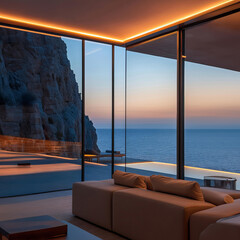 Fototapeta premium Futuristic Cave House with Ocean View