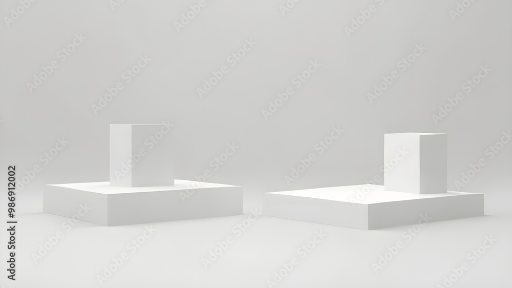 Poster abstract white blocks on a plain background, symbolizing minimalism and modern design in a conceptua