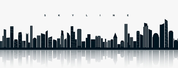 panoramic skyline city town building with reflection effect © starlineart