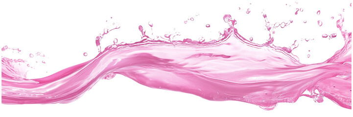 Pink liquid splash, isolated on a transparent background.