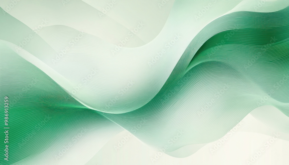 Poster abstract background of green and white waves flowing together