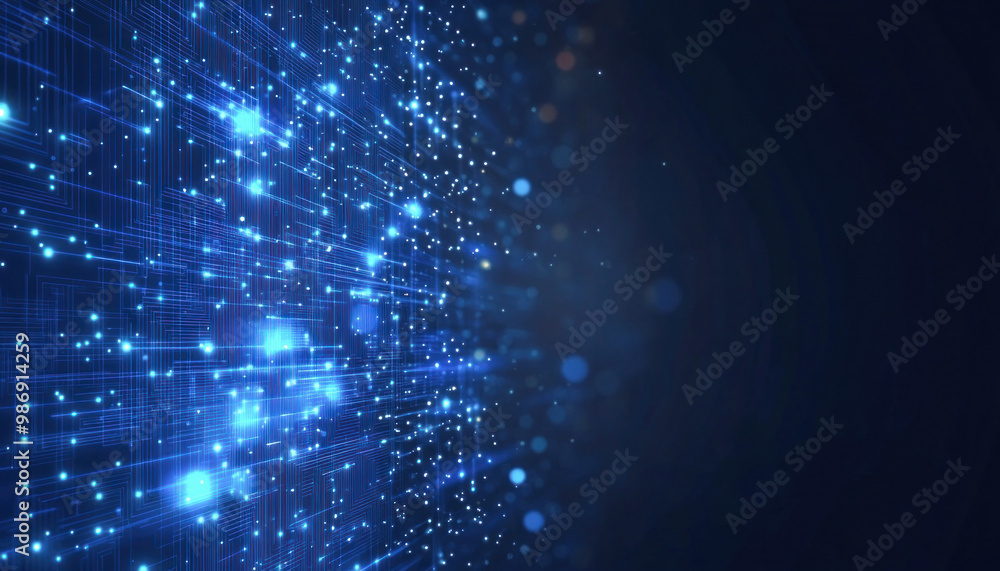 Poster abstract futuristic data stream is flowing in cyberspace