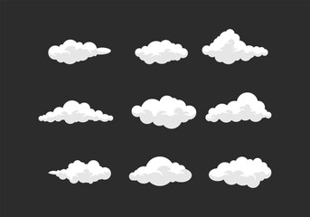 Cloud icon flat style. collection of isolated cartoon illustrations