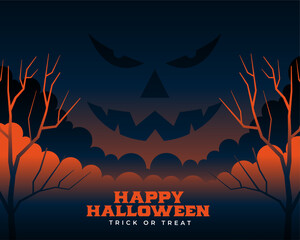 happy halloween scary pumpkin background with tree