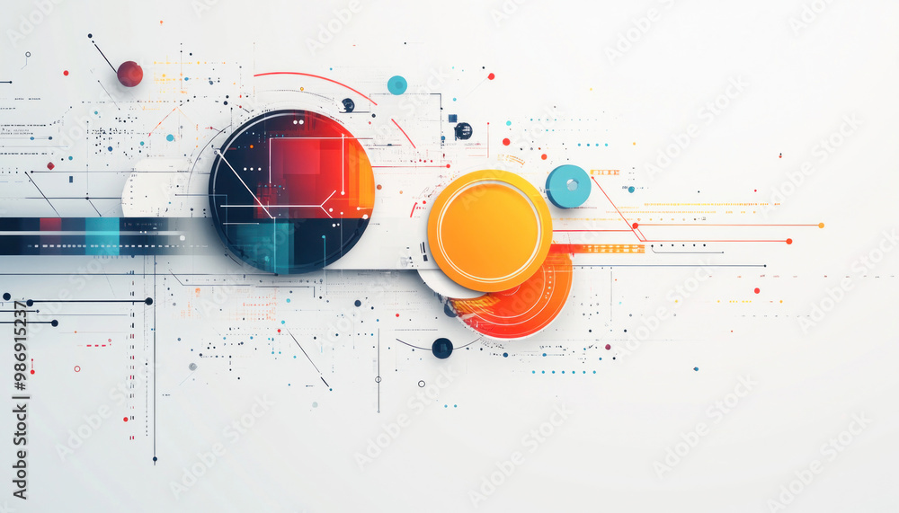 Poster abstract technology background showing connections and data flowing