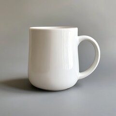 Obraz premium A plain white ceramic mug with a rounded handle.