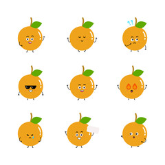 Cute orange character. collection of isolated cartoon illustrations