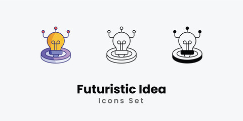 Futuristic Idea Icons thin line and glyph vector icon stock illustration