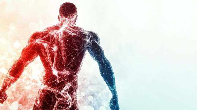 Kinetic energy display of athlete motion showcasing dynamic movement on blank slate copy space background