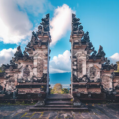 Temple gates at lempuyang luhur temple in bali indonesia