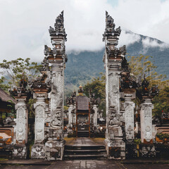 Temple gates at lempuyang luhur temple in bali indonesia